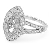 PMI 14W@7.2 PAVE' SET 100RD1@0.96 11X7MM MARQUISE DOUBLE HALO SPLIT SHANK