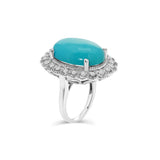 14K White Gold Turquoise and Diamond Halo Ring