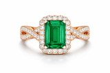 Emerald Radiance Halo Twist Ring