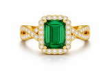 Emerald Radiance Halo Twist Ring