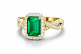 Emerald Radiance Halo Twist Ring