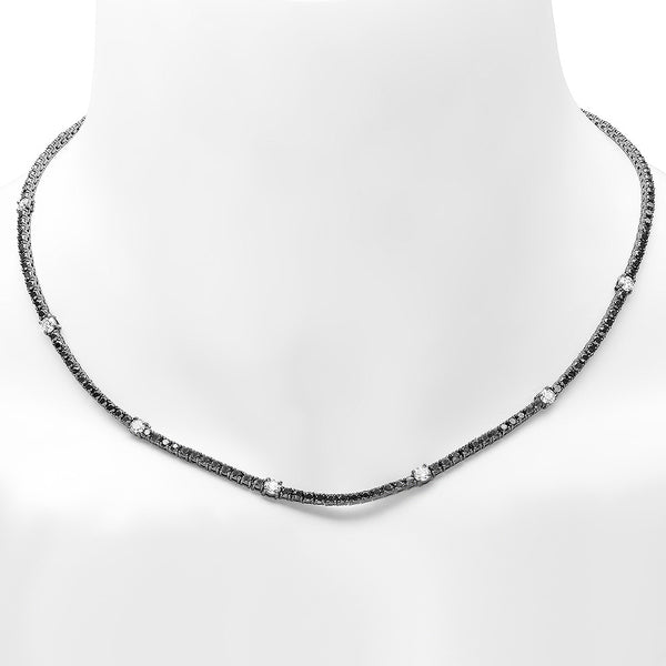 PMI 18W@15.90 164BLK@7.52 7RD1@1.02 BLACK DIAMOND TENNIS NECKLACE