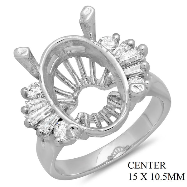 PMI 14W@6.70 4RD1@0.30 6BGT@0.39 15X10.5MM BAGUETTE COLOR STONE RING