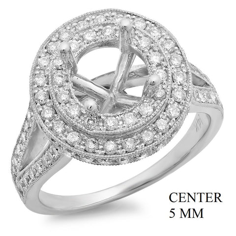 PMI 14W@5.9 PAVE' SET 85RD1@1.06 5MM ROUND DOUBLE HALO SPLIT SHANK