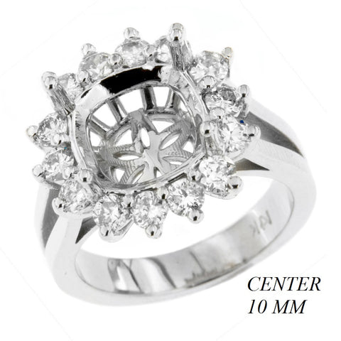 PMI 14W@7.5 14RD1@1.16 CUSHION 10MM HALO SPLIT SHANK