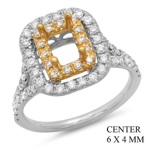 PMI 14YW@4.9 60RD1@0.70 6X4 EMERALD TWO-TONE DOUBLE HALO SPLIT SHANK
