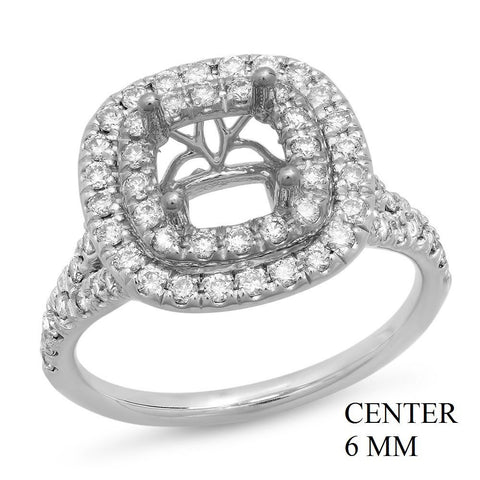 PMI 14W@5.2 64RD1@0.74 6MM CUSHION DOUBLE HALO SPLIT SHANK HALO