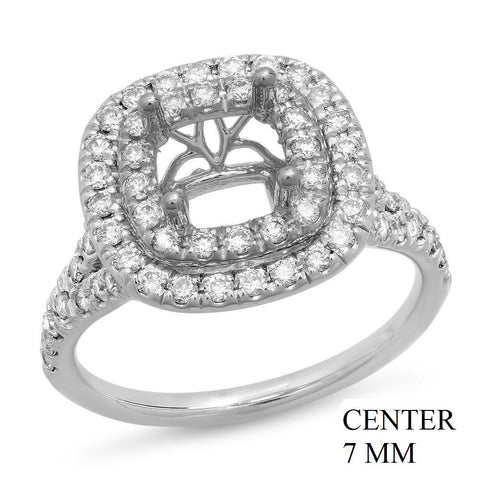 PMI 14W@5.4 64RD1@0.74 7MM CUSHION DOUBLE HALO SPLIT SHANK