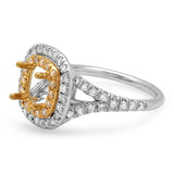 PMI 14YW@5.4 72RD1@0.82 7.5MM CUSHION TWO-TONE DOUBLE HALO SPLIT SHANK