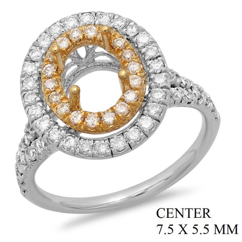 PMI 14YW@4.7 68RD1@0.76 7.5X5.5MM OVAL TWO-TONE SPLIT SHANK DOUBLE HALO