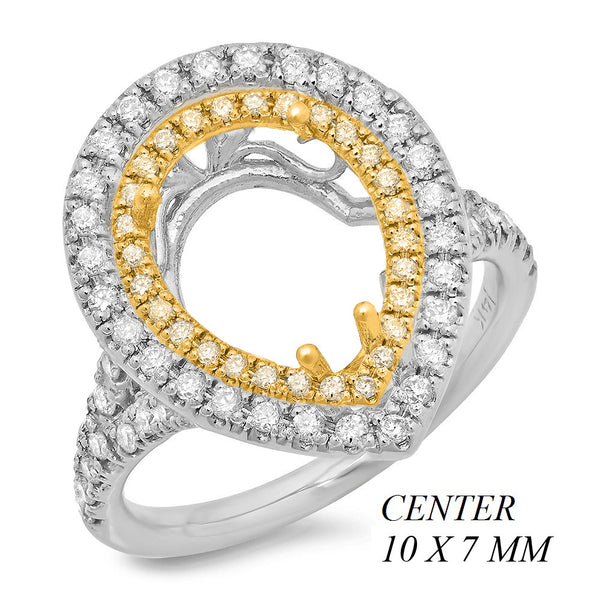 PMI 14YW@5.2 72RD1@0.67 10X7 PEAR SHAPE TWO-TONE DOUBLE HALO SPLIT SHANK
