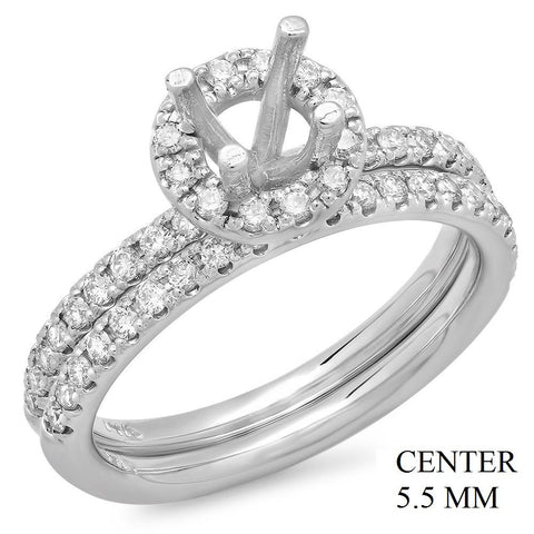 PMI 14W@5.2 52RD1@0.53 SET 5.5MM ROUND HALO WEDDING SET