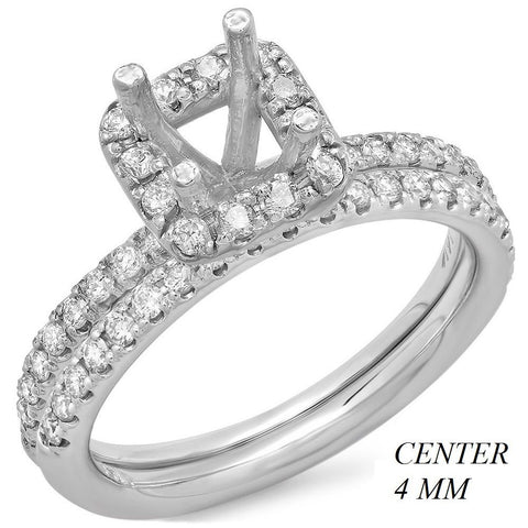 PMI 14W@5.4 51RD1@0.54 SET 4MM PRINCESS HALO WEDDING SET