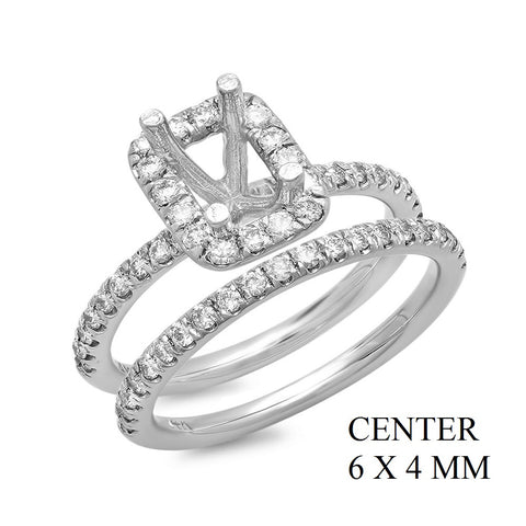 PMI 14W@5.80 53RD1@0.61 6X4MM EMERALD HALO WEDDING SET