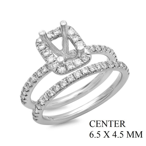 PMI 14W@5.5 55RD1@0.69 SET 6.5X4.5MM EMERALD HALO WEDDING SET