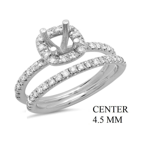 PMI 14W@5.3 51RD1@0.58 4.5MM CUSHION HALO WEDDING SET