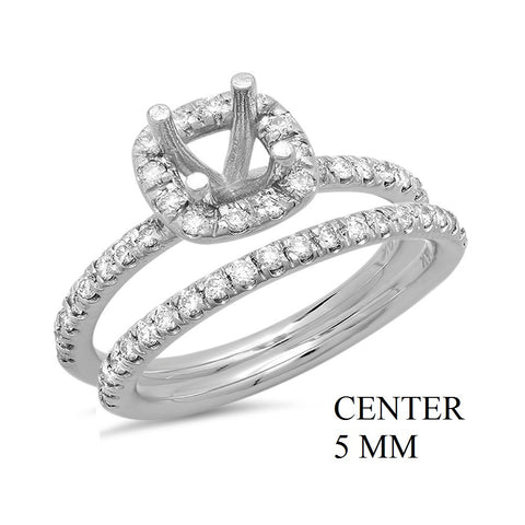 PMI 14W@5.6 51RD1@0.58 SET2 5MM CUSHION HALO WEDDING SET