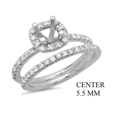 PMI 14W@5.5 55RD1@0.62 SET2 5.5MM CUSHION HALO WEDDING SET