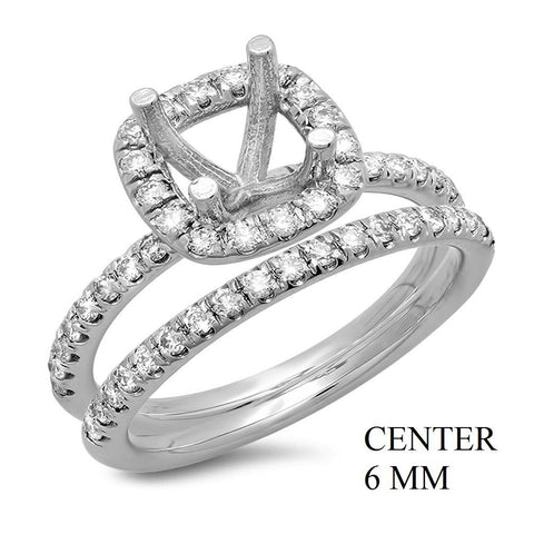 PMI 14W@5.4 55RD1@0.63 6MM CUSHION HALO WEDDING SET