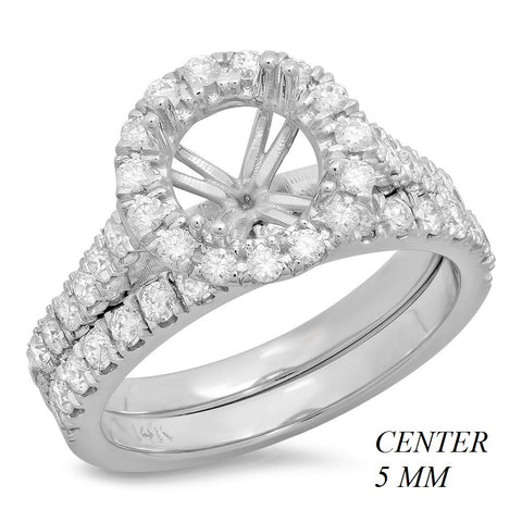PMI 14W@5.8 42RD1@0.87 5MM SET ROUND CATHEDRAL HALO WEDDING SET