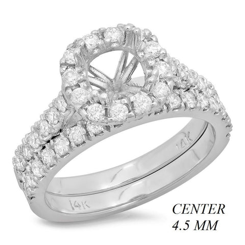 PMI 14W@5.5 43RD1+@0.87 4.5MM CUSHION HALO CATHEDRAL WEDDING SET