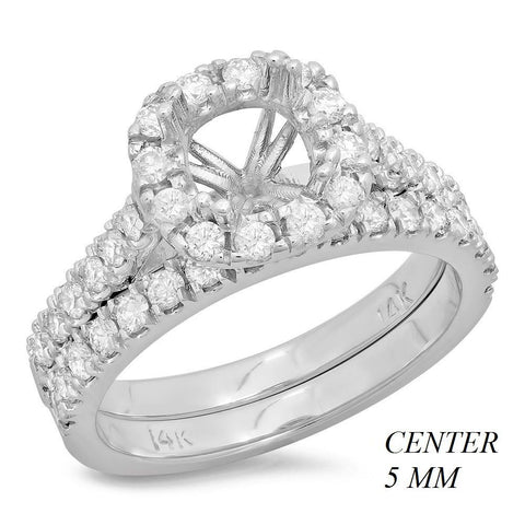 PMI 14W@5.2 43RD1+@0.87 5MM CUSHION HALO CATHEDRAL WEDDING SET