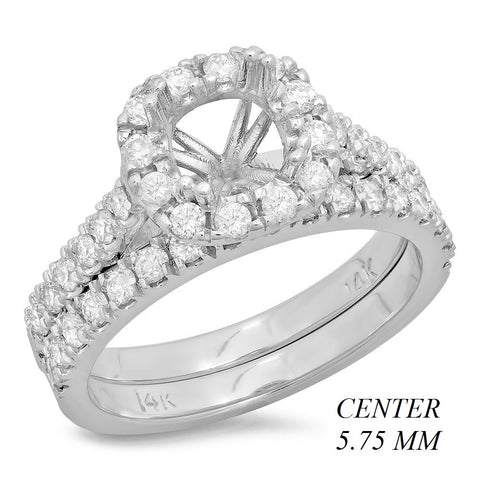 PMI 14W@5.6 43RD1+@0.87 5.75MM CUSHION HALO CATHEDRAL WEDDING SET