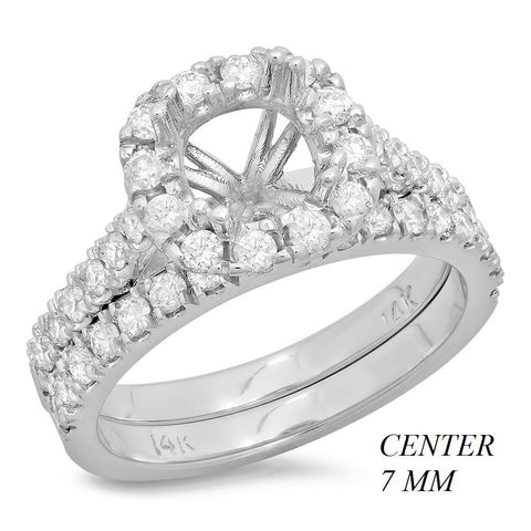 PMI 14W@5.7 47RD1+@0.90 7MM CUSHION HALO CATHEDRAL WEDDING SET