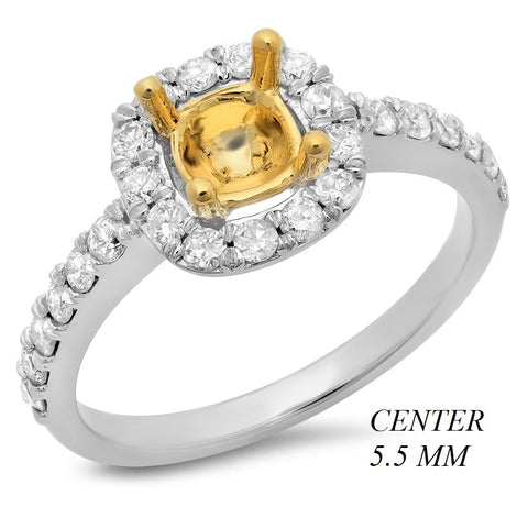 PMI 14YW@4.4 25RD1@0.87 5.5MM CUSHION TWO TONE HALO LOW PROFILE