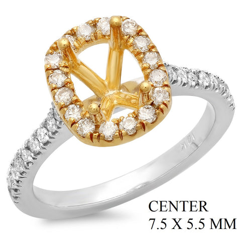 PMI 14YW@4.1 34RD1@0.47 7.5X5.5MM TWO-TONE CUSHION HALO