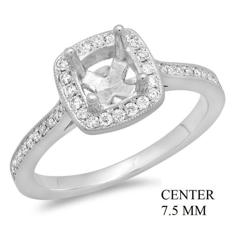 PMI 14W@3.90 PAVE' SET 50RD1@0.31 7.5MM CUSHION HALO