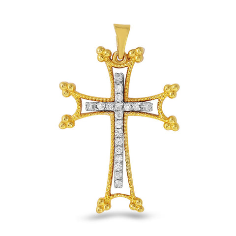 PMI 14WY@4.30 19RD1@0.23 TWO TONE CROSS PENDANT