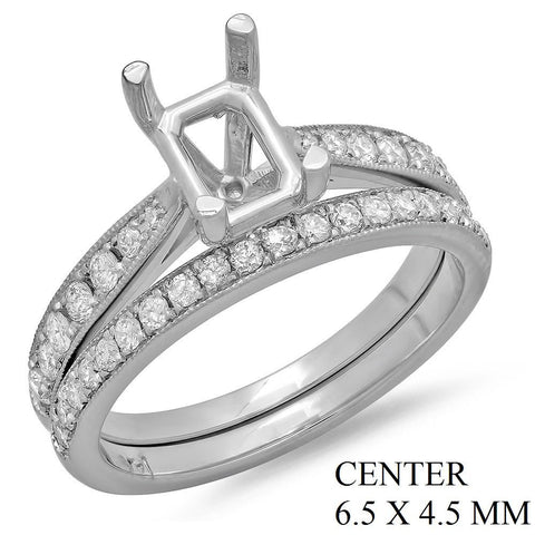 PMI 14W@5.10 PAVE 33RD1@0.46 SET2 6.5X4.5MM EMERALD WEDDING SET