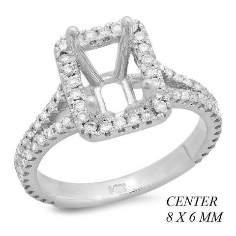 PMI 14W@3.8 84RD1@0.53 8X6MM EMERALD CUT SPLIT SHANK HALO