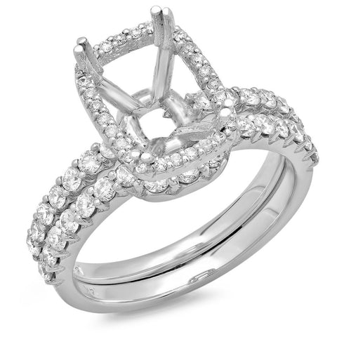 PMI 14W@5.1 59RD1@0.72 SET2 EMERALD OR CUSHION CENTER WEDDING SET