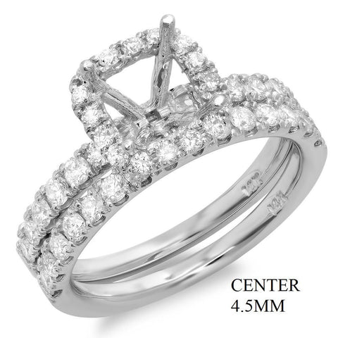 PMI 14W@4.5 43RD1+@0.88 SIZE4-1/2 CUSHIONI HALO WEDDING SET