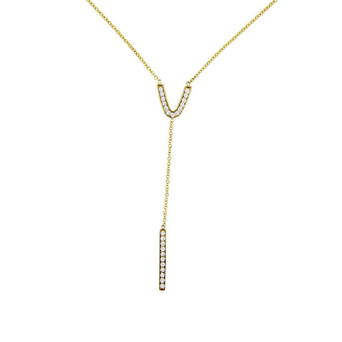 PMI 14Y@3.3 24RD@0.23 ELEGANT V-SHAPED DROP DIAMOND NECKLACE